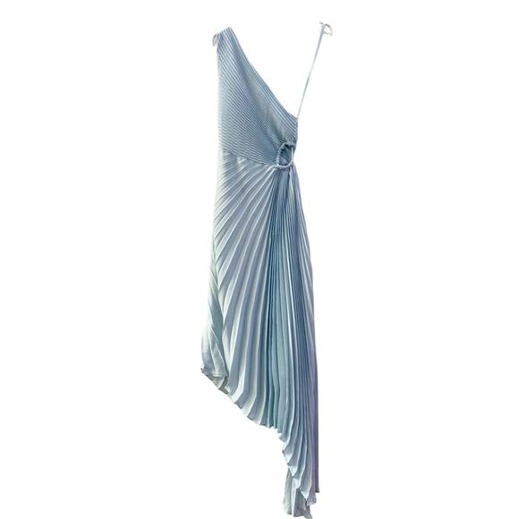 ALC Delfina Matte Pleated Dress Aqua Baby Blue US 6 - Picture 5 of 8